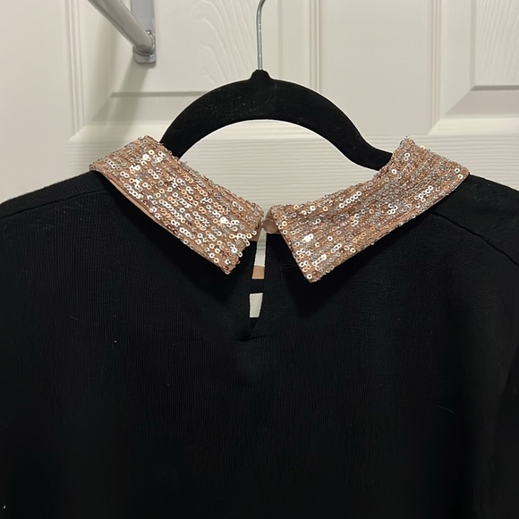New with Tags - fitted black sweater with gold sequin collar detail - Picture 4 of 5